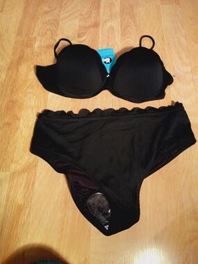 Plaid Fox/Black  Bikini Set - Two Piece Swimwear/Size